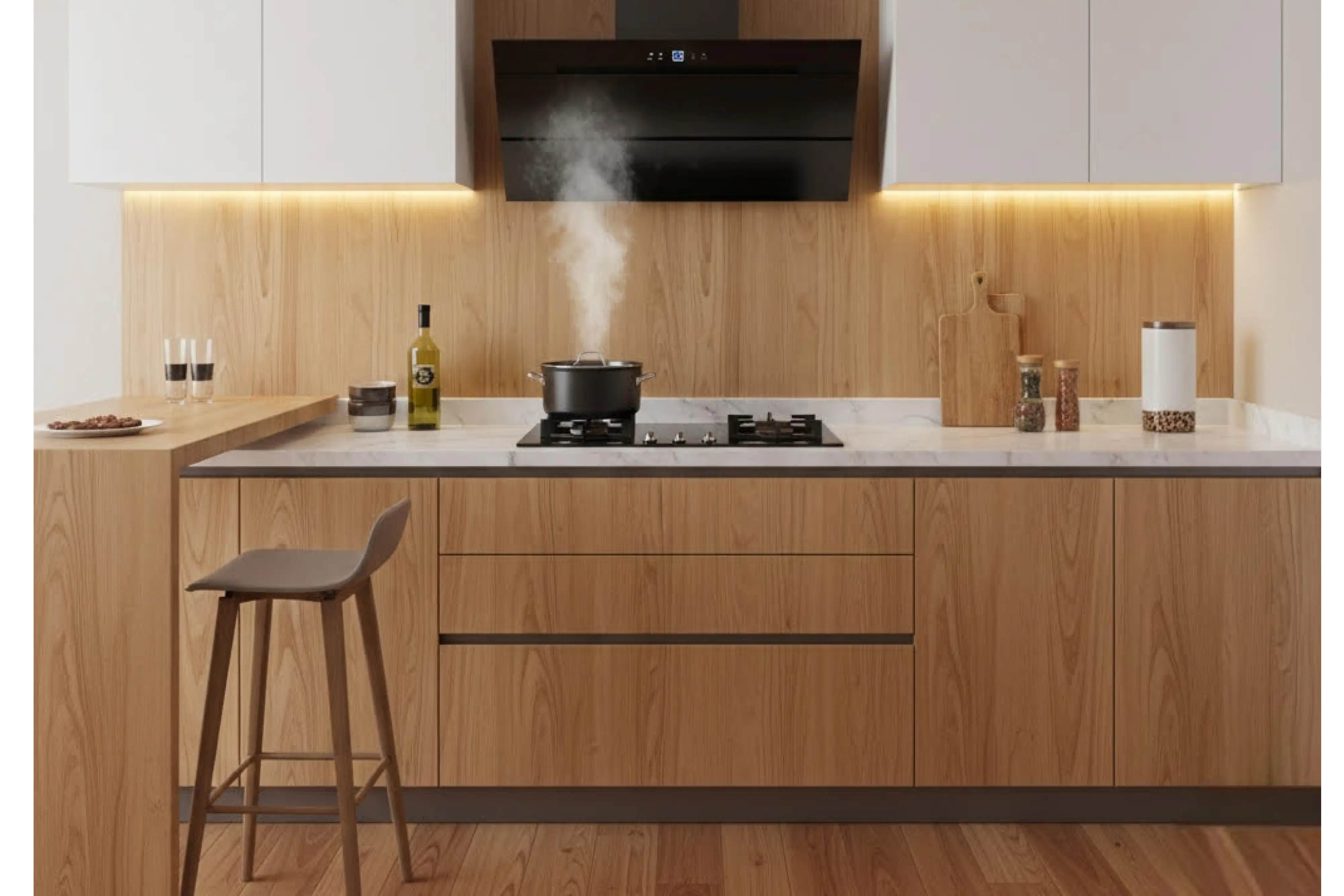 Kitchen Interiors Made Better with the Right Combination of Chimney and Plywood
